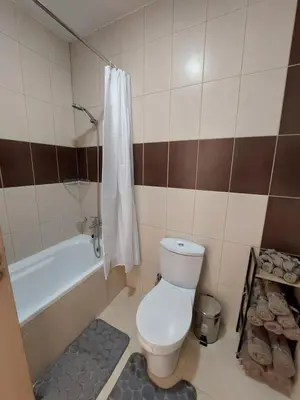 a bathroom with a toilet and a bath tub at Andrea's house in Liopetri