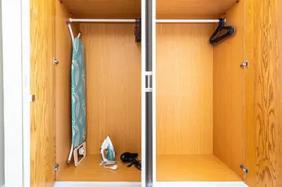 a room with a closet with an open door at Yellow Canvas - 2-BR Apartment & Balcony in Larnaca in Larnaka
