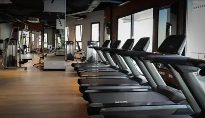 a row of cardio machines in a gym at THE PALMiA I iskele I Trikomo in Aglantzia