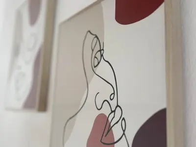 a drawing of a woman on a wall at Charming 1-BR Stay Near City Centre, Marina and Beaches - Perfect for Couples, Business or Solo Travellers in Limassol