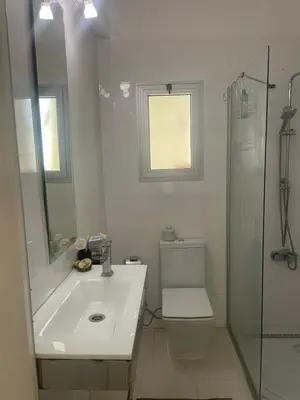 a bathroom with a toilet and a sink and a shower at Famagusta Guest House in Mağusa