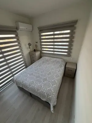 a bedroom with a bed and two windows at Central Nicosia Haven in Nicosia