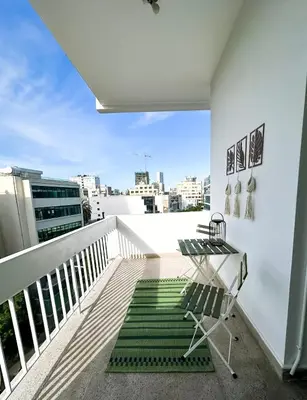a balcony with a view of a city at Nicosia city center 1BDR apartment in Nicosia