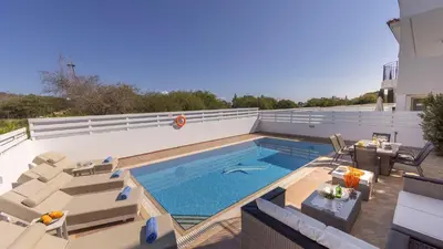 a swimming pool on the roof of a house at EcoHarmony Villa in Paralimni