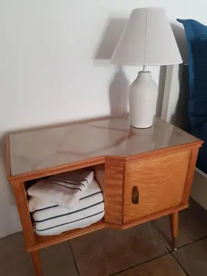 a table with a lamp on top of it at Cottage Studio Zoe in Psematismenos