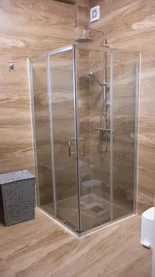 a shower with a glass enclosure in a bathroom at K-Apartments Managed by Quattro Forze Group in Larnaka