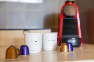 a group of three coffee cups sitting on a table at Modern & Fancy ground floor Studio - Pool & Relax in Tersephanou