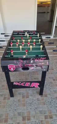 a foosball table with flowers on top of it at 3 Bedroom Penthouse Livadia Larnaca in Livadhia