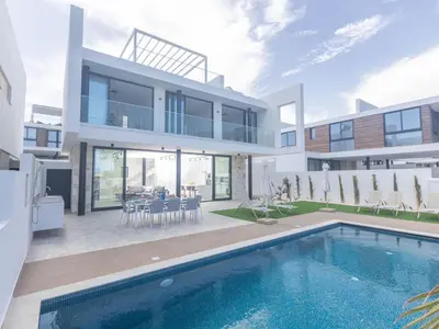 an image of a house with a swimming pool at Holiday Home Protaras Aqua Pearl Villa AQ05 by Interhome in Protaras