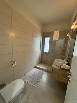 a bathroom with a toilet and a sink at 2bdr apt Turkish Side Nicosia in Nicosia