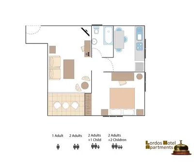a floor plan of a condo at Lordos Hotel Apartments Nicosia in Nicosia