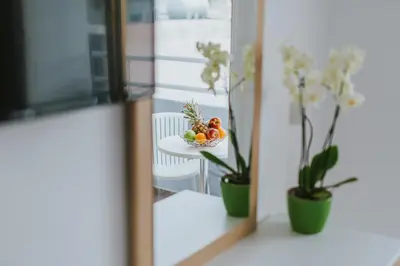 a bowl of fruit on a table in a room at Stephanie Studios in Larnaka