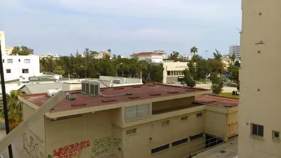 a view of a city from a building at Modern City Center Apt in Larnaka