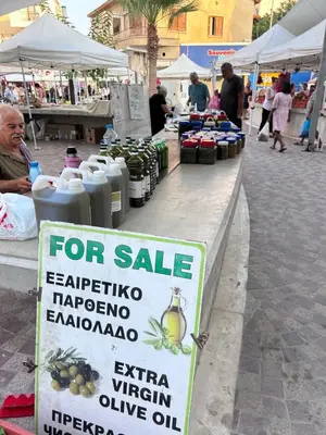 a for sale sign at an outdoor market at Alex Beach Apartment 203 in Larnaka
