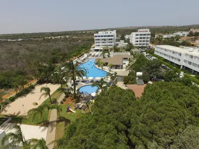 an aerial view of a resort with a pool at Christofinia Hotel in Ayia Napa