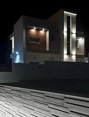 a house at night with the lights on at Villa Chrystalleni in Protaras