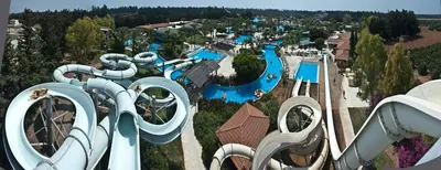 an aerial view of a water park at Yiayia's House Limassol city in Limassol