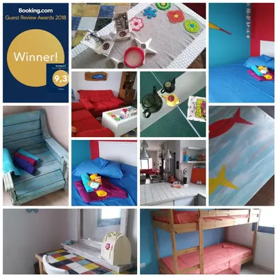 a collage of pictures of childrens bedrooms at Il Mare in Larnaka