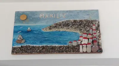 a painting of a painting of a ship at Mariliz in Larnaka