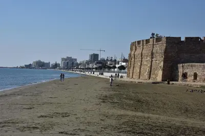 a group of people on a beach near the water at Kolonaki Seaview Apartments in Larnaka