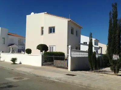 a white house with a fence in front of it at Villa Garmar CTO Approved 4487 in Paralimni