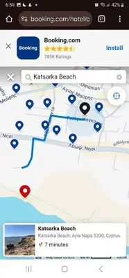 a screenshot of a cell phone with a map at Sylvias art studio apt in Ayia Napa