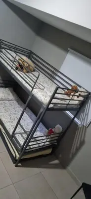 two bunk beds in a room with chickens on them at Hermes Complex 2 Paralimni Cyprus in Paralimni