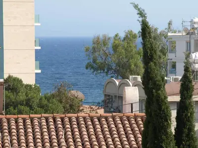 a view of the ocean from the roof of a building at Patatas Villa in Limassol