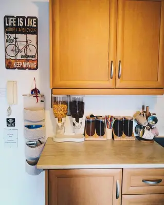 a kitchen counter with utensils on a counter top at Ria Court 33 in Larnaka
