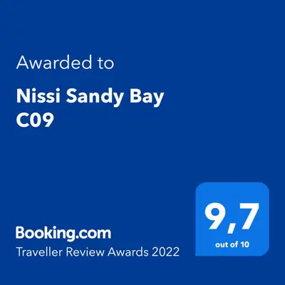 a screenshot of the nissin sandy bay coziter review awards at Nissi Sandy Bay C09 in Ayia Napa