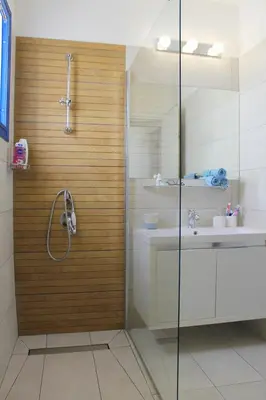 a bathroom with a shower and a sink at Villa St. Nicolas 8 - Protaras in Protaras
