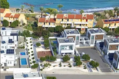 an aerial view of a villa on the beach at Villa Megan in Protaras