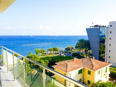 a view of the ocean from a balcony of a building at Thalassa Sea View Suite in Limassol