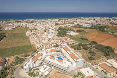 an aerial view of a city with the ocean at Emily apartment in Paralimni