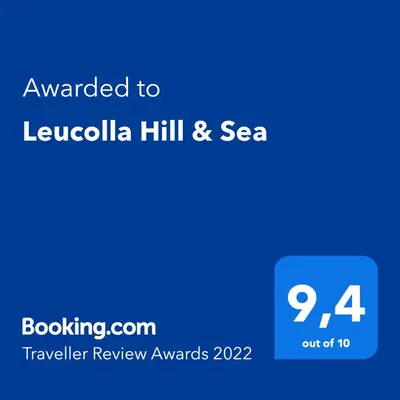a blue screen with the text awarded to leucola hill andsea at Leucolla Hill & Sea in Protaras