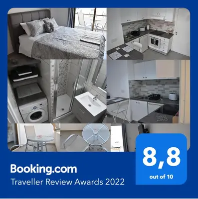 a collage of four pictures of a room at Marias Apartment - in city centre,near beach in Larnaka