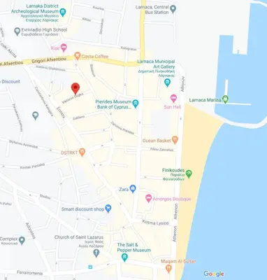 a map of the city of san francisco at Apartment,NEAR THE BEACH Pinikoudes in Larnaka
