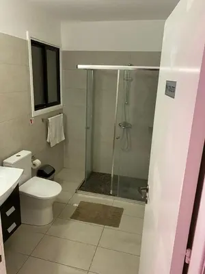 a bathroom with a shower with a toilet and a sink at City Comfort Rooms in Larnaka