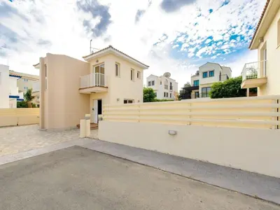 a large white house with a white fence at Villa Leoforos Dyo, Modern 3Bdr Protaras Villa With Pool, In The Centre in Protaras