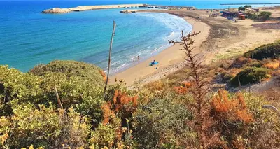 a view of a beach with people in the water at Casa Di Gio in Tersephanou