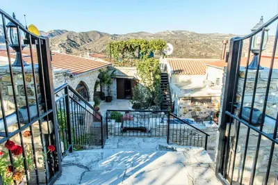 a view from the gate of a house at Our House in Vavla