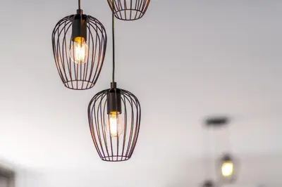 a group of lights hanging from a ceiling at Protaras Royal Pearl Villa 7 in Protaras