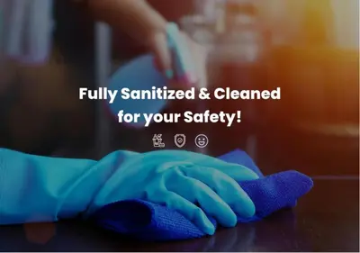 a person with a cleaning glove on a counter at Apollon Sea View Beachfront Ap 302 in Larnaka