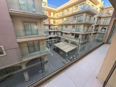 an empty balcony of an apartment building at Central Large 2BD APT near the Beach in Larnaka