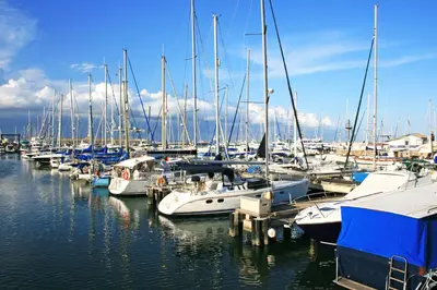 a bunch of boats docked in a marina at Mimi's Sunny Beach Apartment in Larnaka