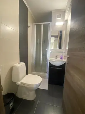 a bathroom with a toilet and a sink at Appartments in the historic center near beach in Limassol