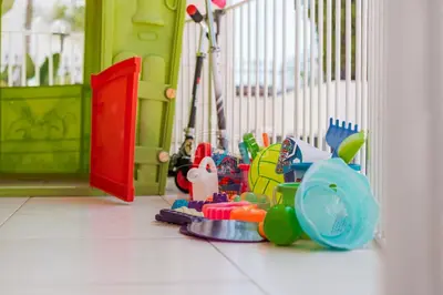 a bunch of toys on the floor in a room at Villa Hanna in Protaras