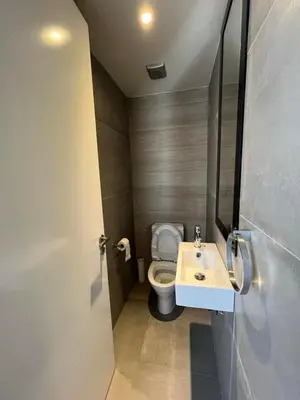 a small bathroom with a toilet and a sink at Central Business Suites Nicosia - Araouzou By Platform 357 in Nicosia