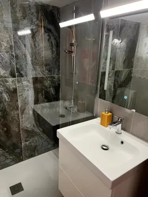 a bathroom with a sink and a shower at Ayia napa rest in Ayia Napa