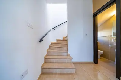 a staircase in a house with a bathroom at Anna-Maria 3 bedroom villa in Paralimni